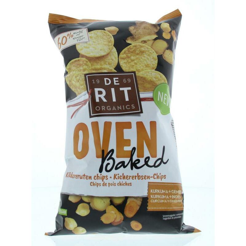 De Rit Kikkererwtenchips ovenbaked kurkuma gember bio 75g