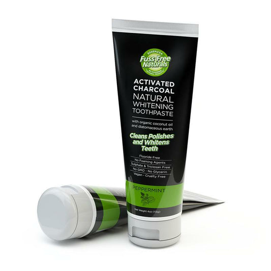 Fuss Free Nat Tandpasta activated charcoal peppermint 113g