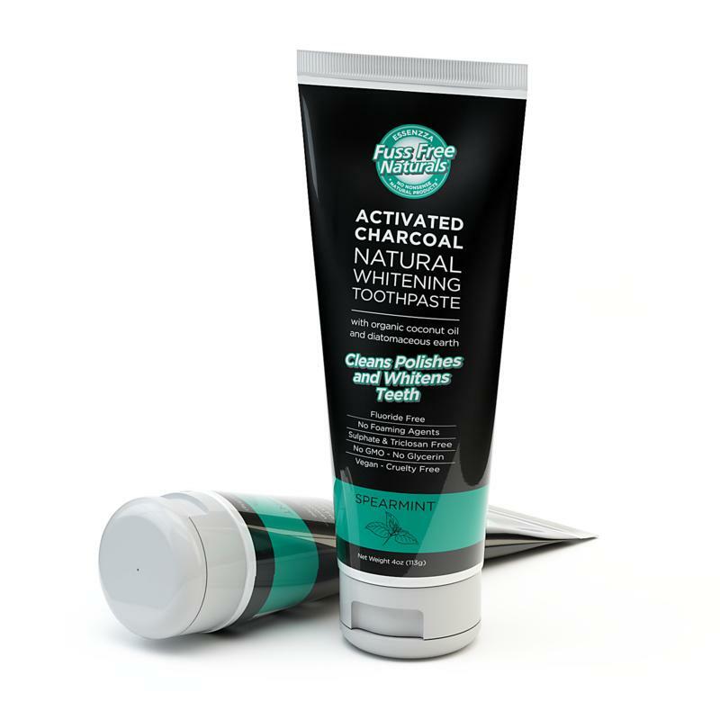 Fuss Free Nat Tandpasta activated charcoal spearmint 113g