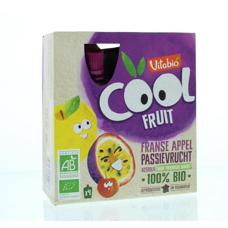 Vitabio Coolfruit appel passievrucht 90 gram bio 4x90g
