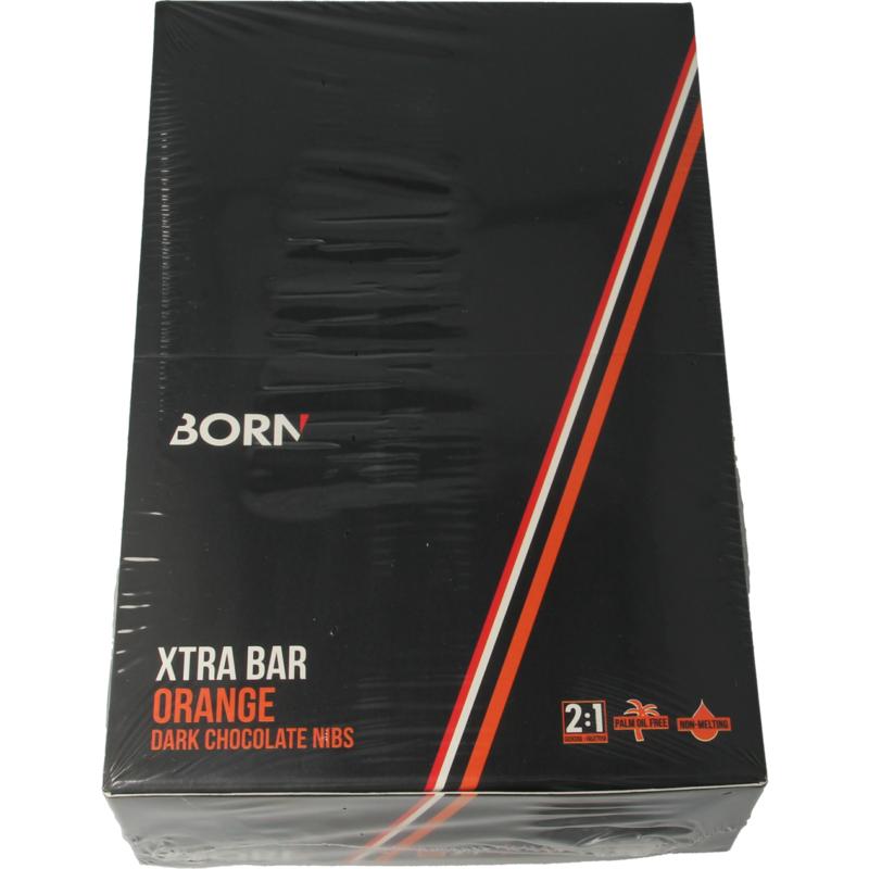 Born Xtra bar orange dark chocolate box 15 x 50 gram 15x50g