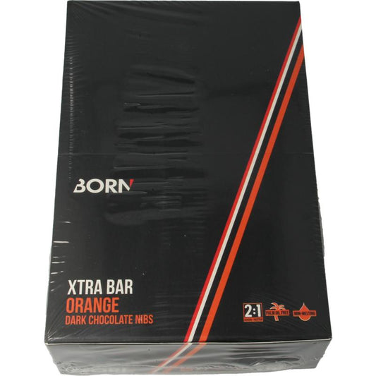 Born Xtra bar orange dark chocolate box 15 x 50 gram 15x50g