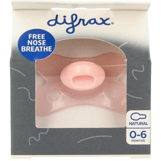 Difrax Fopspeen natural 0-6 maanden bubble gum rose 1st