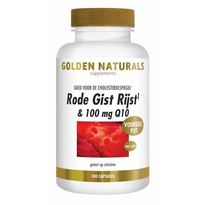 Golden Naturals Rode gist rijst & Q10 100 mg 180vc