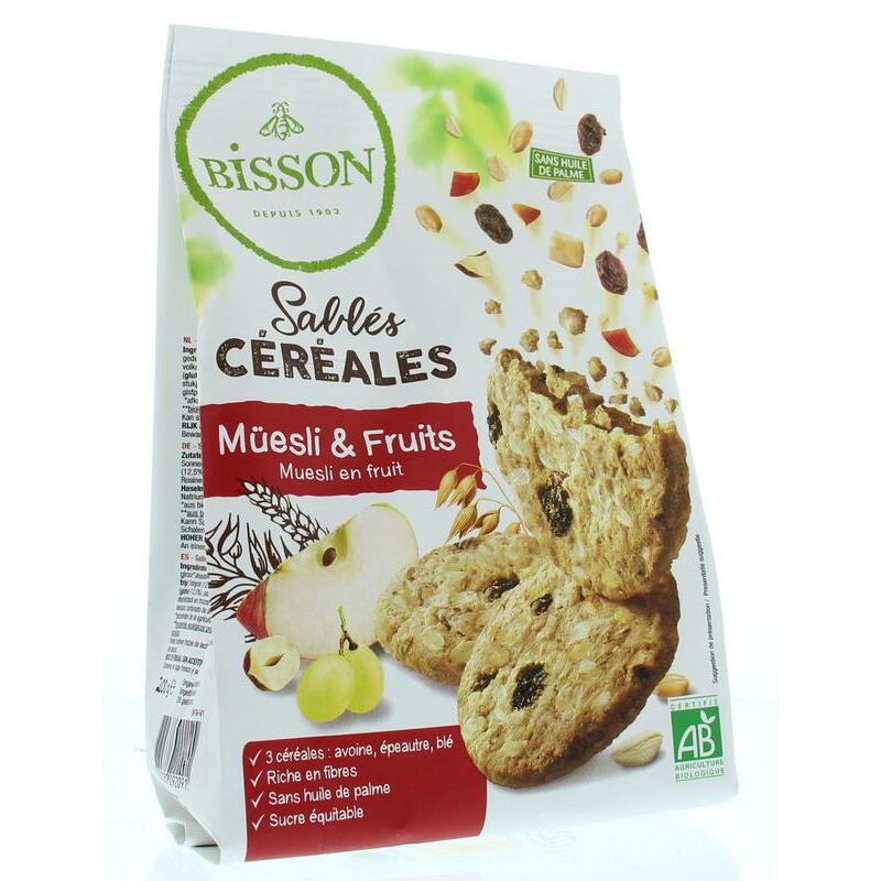 Bisson Zandkoekjes muesli & fruit bio 200g