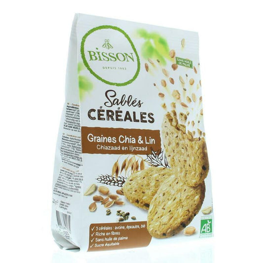 Bisson Zandkoekjes chia & lijnzaad bio 200g
