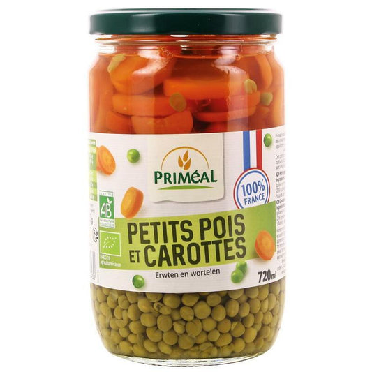 Primeal Doperwten en wortelschijfjes bio 720ml