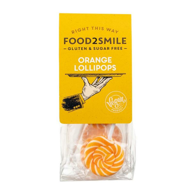 Food2Smile Orange lollipops suikervrij glutenvrij lactosevrij 5st