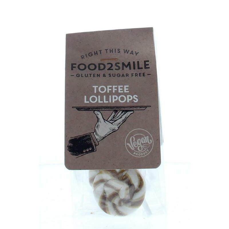 Food2Smile Toffee lollipops suikervrij glutenvrij lactosevrij 5st