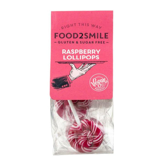 Food2Smile Raspberry lollipops suiker- gluten- lactosevrij 5st