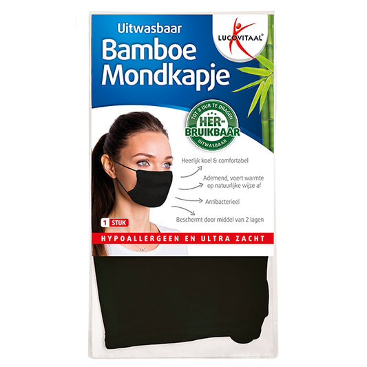 Lucovitaal Bamboe mondkapje zwart 1st