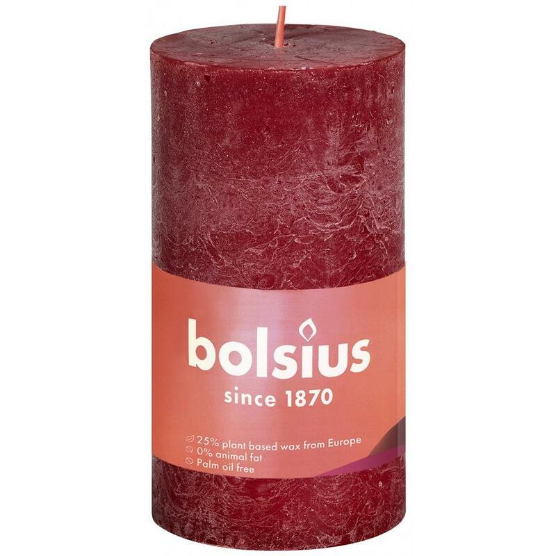 Bolsius Rustiek stompkaars shine 100/50 velvet red 1st