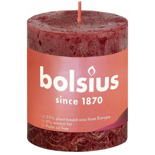 Bolsius Rustiek stompkaars shine 80/68 velvet red 1st