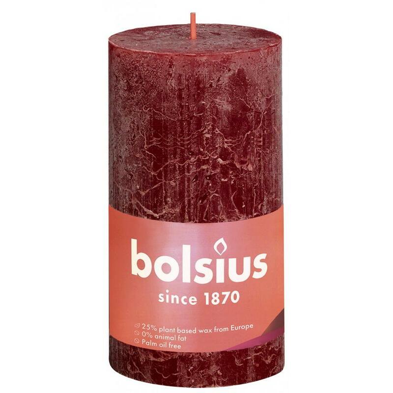 Bolsius Rustiek stompkaars shine 130/68 velvet red 1st
