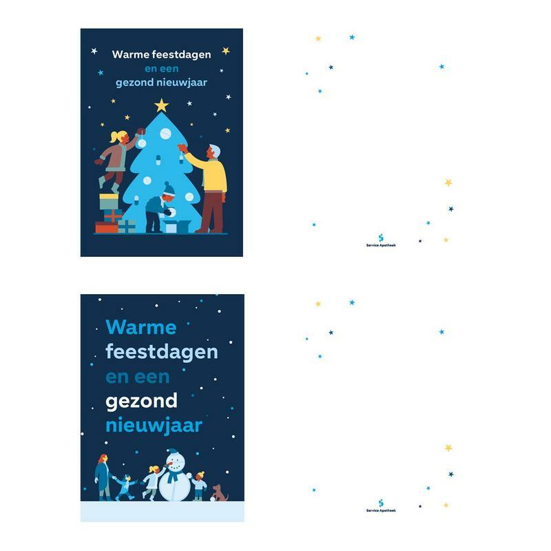 Service Apotheek Kaart feestdagen kerst 10 boom/10 pop + 20 envelop 20st