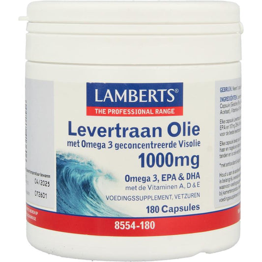 Lamberts Levertraanolie 1000mg 180ca