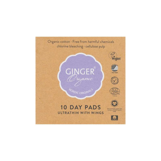 Ginger Organic Maandverband dag met vleugel 10st