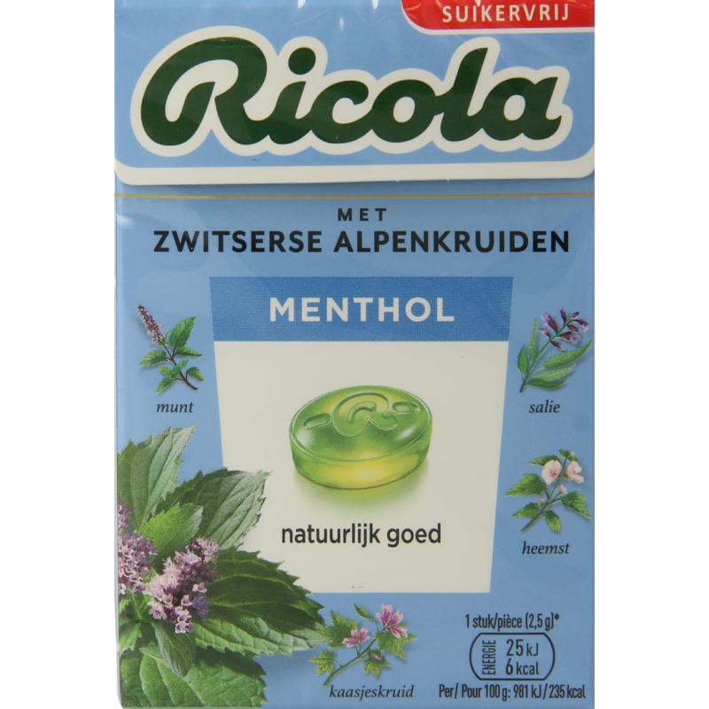 Ricola Menthol suikervrij doosje 50g