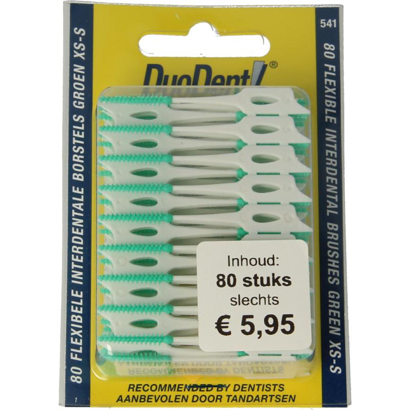 Duodent Duodent flexibele interdentale borstels xs-s groen 80st