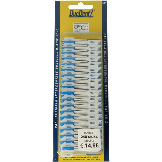 Duodent Duodent flexibele interdentale borstels xs-s blauw 240st