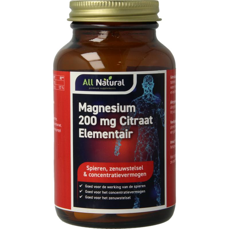 All Natural Magnesium citraat 200mg element 60tb