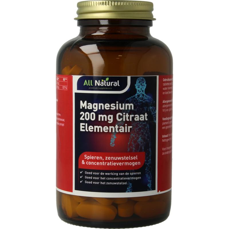 All Natural Magnesium citraat 200mg element 120tb