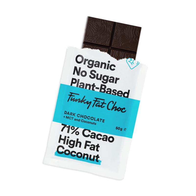 Funky Fat Choc Chocolade suikervrij MCT coconut bio 50g