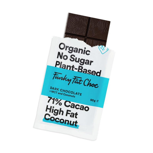 Funky Fat Choc Chocolade suikervrij MCT coconut bio 50g