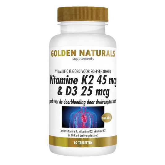 Golden Naturals Vitamine K2 45mcg & D3 25mcg 60tb