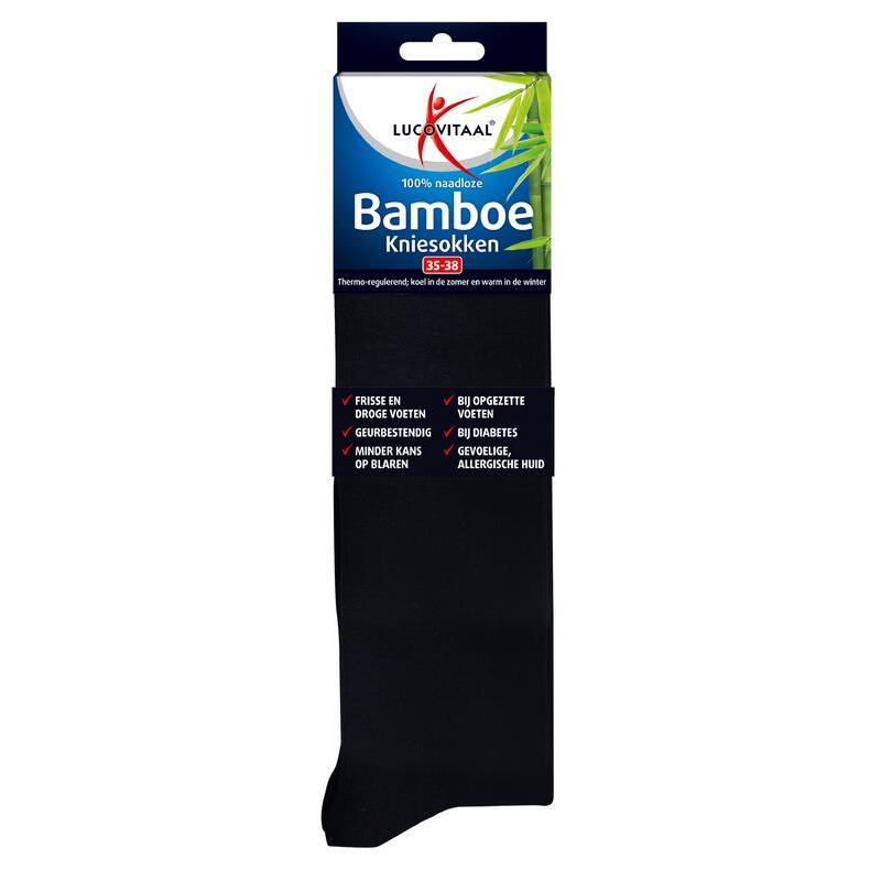 Lucovitaal Bamboe kniesok zwart maat 35-38 1paar