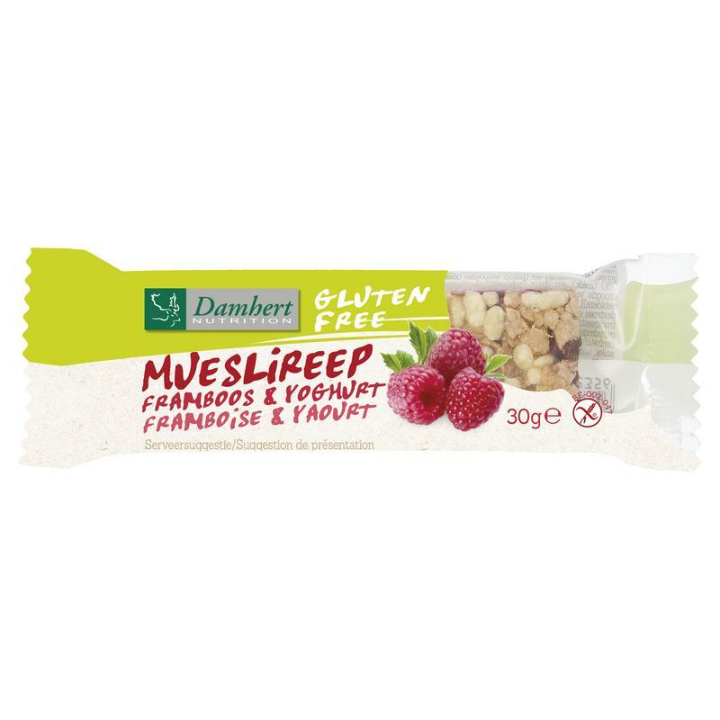 Damhert Mueslireep framboos glutenvrij 30g