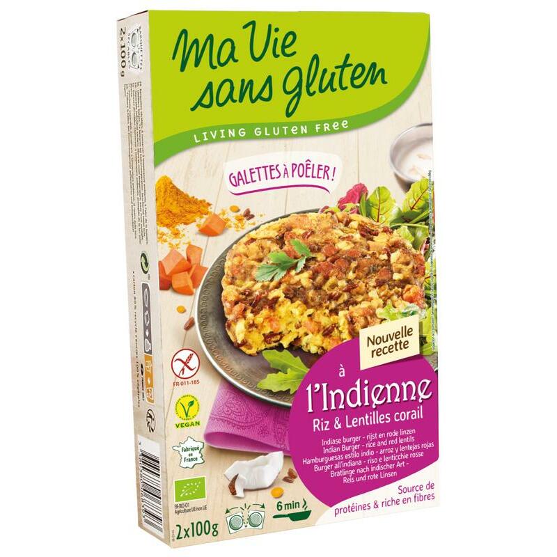 Ma Vie Sans Indiase rijstburgers 2x100g vegan glutenvrij bio 2x100g