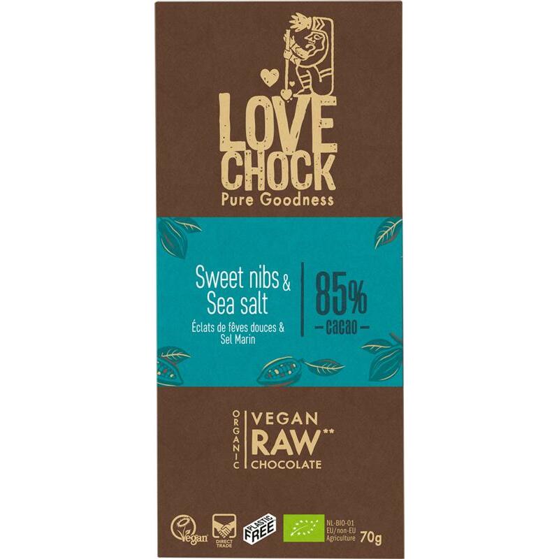Lovechock Sweet nibs & seasalt bio 70g