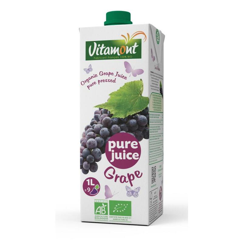 Vitamont Puur rode druivensap pak bio 1000ml