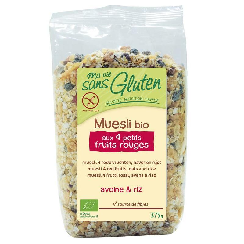 Ma Vie Sans Muesli haver/rijst 4 rode vruchten glutenvrij bio 375g