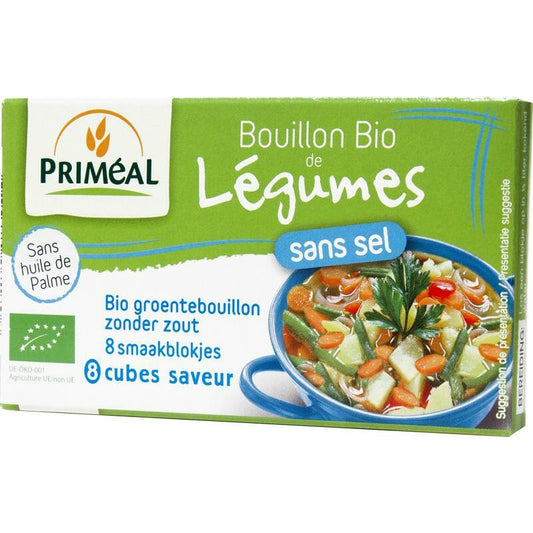 Primeal Groentebouillon blokjes zonder zout 9 gram bio 8x9g