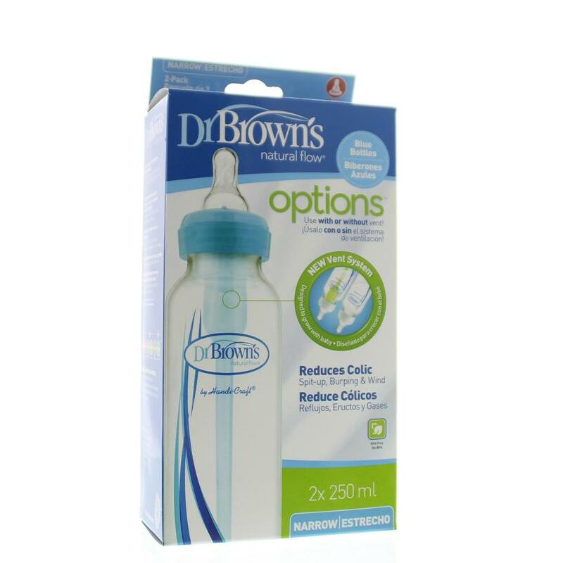 Dr Brown's Standaardfles 250 ml duo blauw options 2st