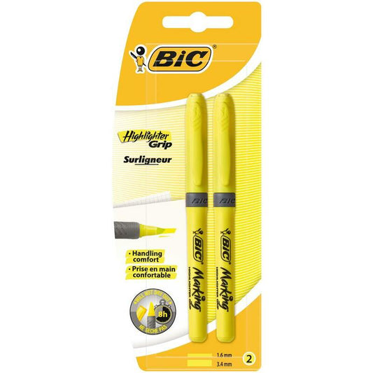 BIC Highlighter grip geel blister 2st