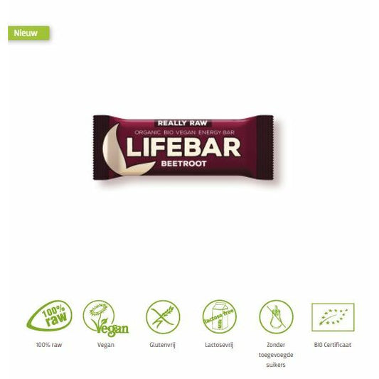 Lifefood Lifebar energiereep rode biet raw & bio 47g