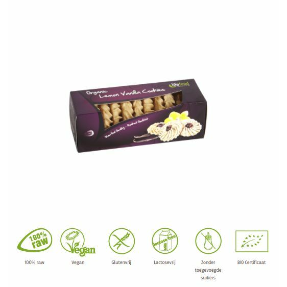 Lifefood Citroen vanille koekjes raw bio 80g