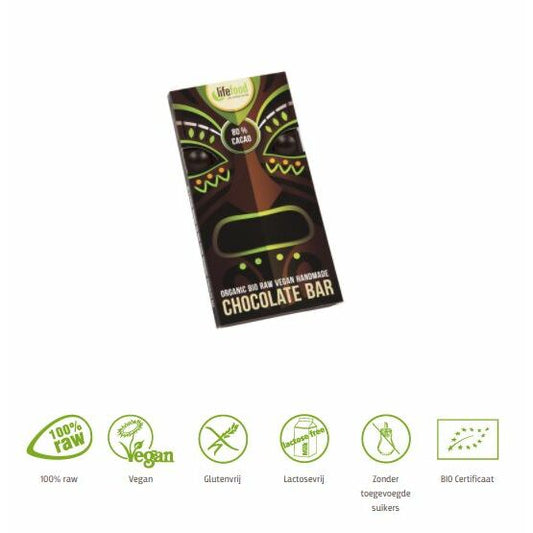 Lifefood Rauwe chocolade 80 % cacao bio 70g