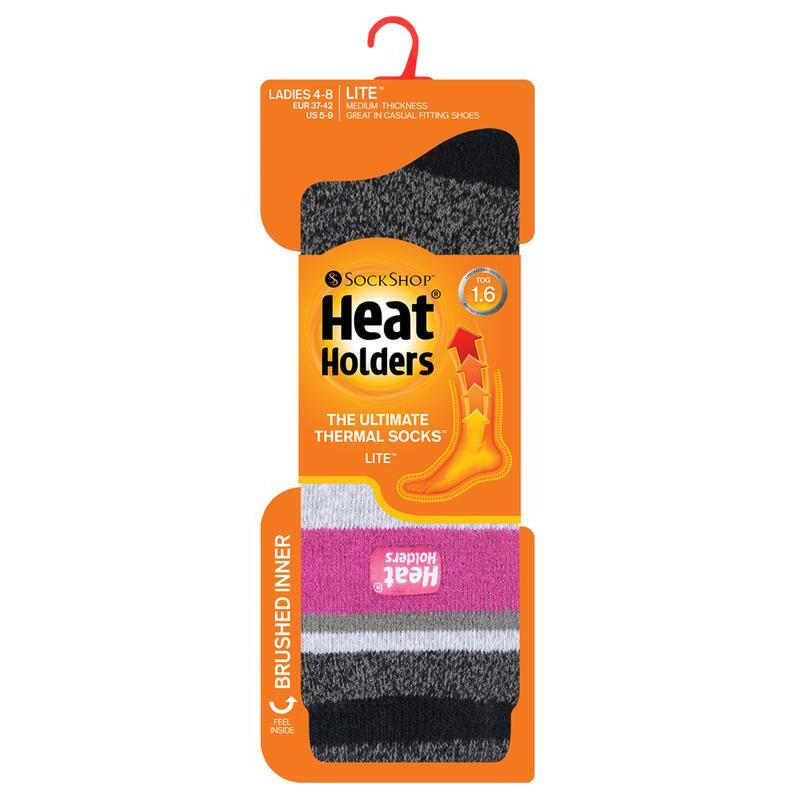 Heat Holders Ladies socks lite stripe maat 4-8 remington black/ 1paar