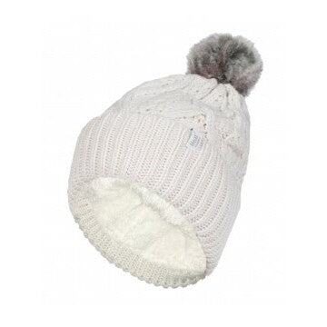 Heat Holders Ladies turnover cable hat with pom pom cream 1st