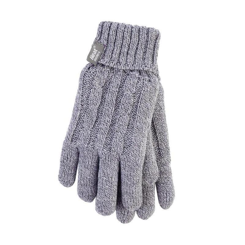 Heat Holders Ladies cable gloves maat S/M light grey 1paar