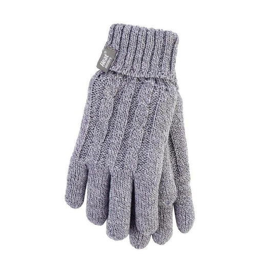 Heat Holders Ladies cable gloves maat S/M light grey 1paar