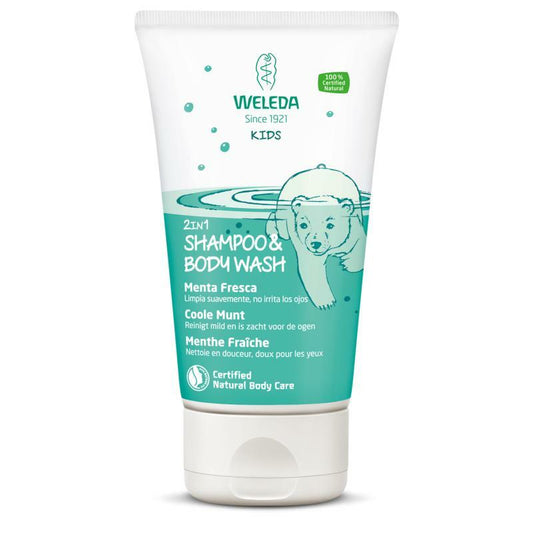 Weleda Kids 2 in 1 shampoo & bodywash coole munt 150ml