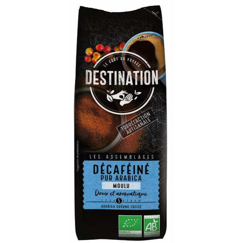 Destination Koffie decaf puur arabica gemalen bio 250g