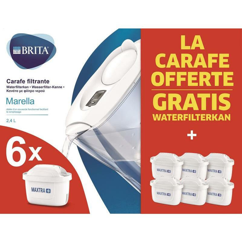 Brita Waterfilterbundel Marella cool white + 6 filterpat 1st