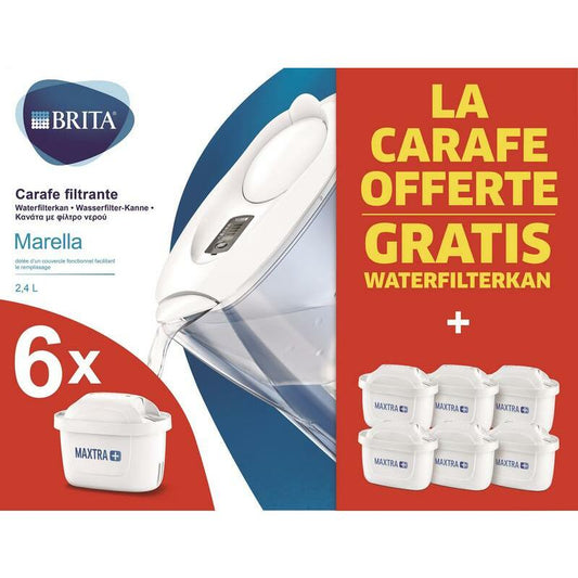 Brita Waterfilterbundel Marella cool white + 6 filterpat 1st