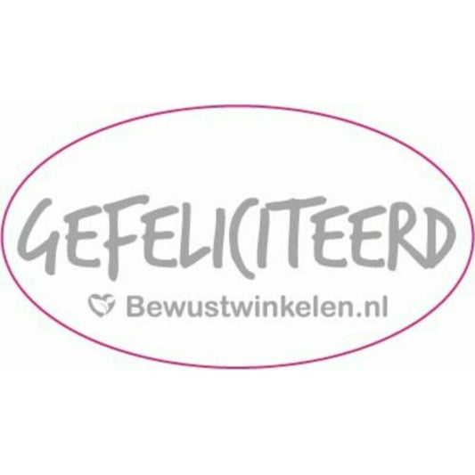 Bewustwinkelen Cadeausticker gefeliciteerd 1rol